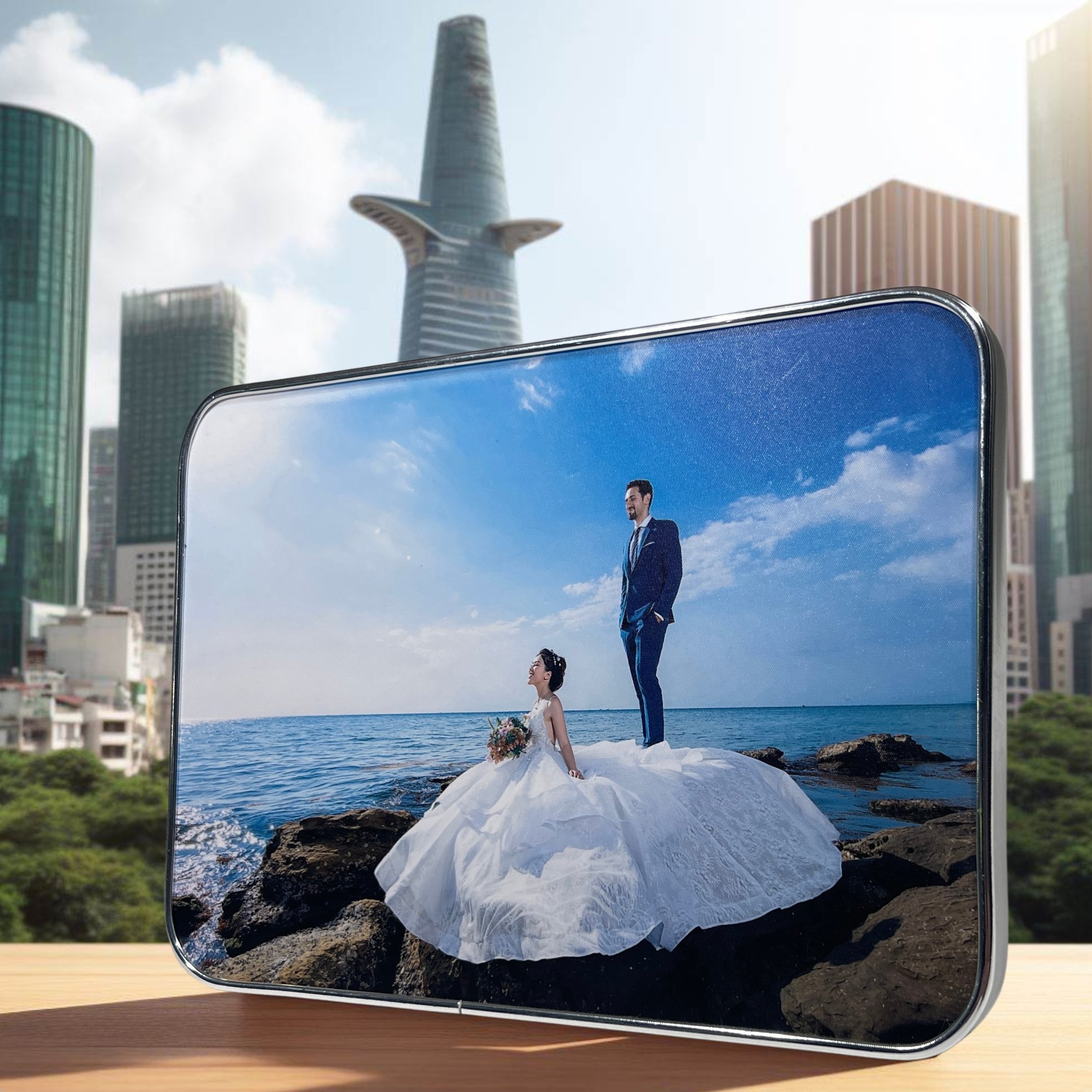 Ảnh Để Bàn/ Treo Tường Gỗ Mờ Bọc Viền